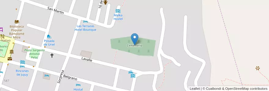 Mapa de ubicacion de Cementerio en アルゼンチン, フフイ州, Departamento Tilcara, Municipio De Tilcara.