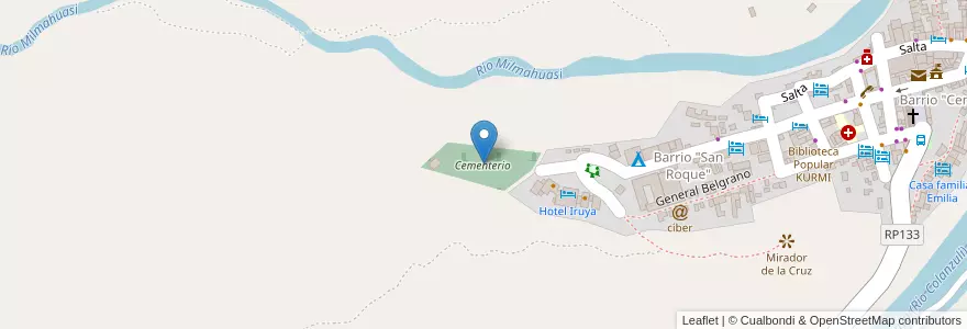 Mapa de ubicacion de Cementerio en Argentinië, Finca El Potrero, Salta, Departamento Iruya, Municipio Iruya.