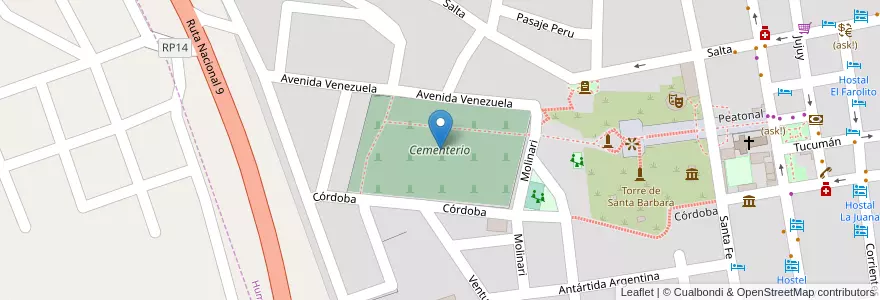 Mapa de ubicacion de Cementerio en Аргентина, Жужуй, Departamento Humahuaca, Municipio De Humahuaca, Humahuaca.