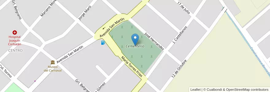 Mapa de ubicacion de Cementerio en 아르헨티나, Salta, Rosario De Lerma, Municipio De Rosario De Lerma, Rosario De Lerma.