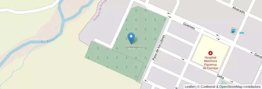 Mapa de ubicacion de Cementerio en Argentina, Salta, Rosario De La Frontera, Municipio De Rosario De La Frontera.