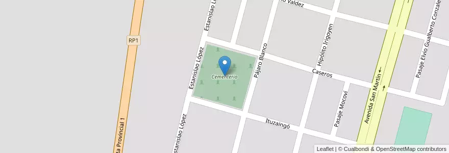 Mapa de ubicacion de Cementerio en Аргентина, Санта-Фе, Departamento San Javier, Comuna De Alejandra.