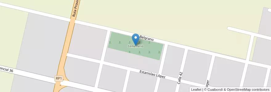 Mapa de ubicacion de Cementerio en 阿根廷, Santa Fe, Departamento San Javier, Municipio De Romang.