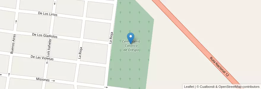 Mapa de ubicacion de Cementerio Católico de Crespo en 阿根廷, 恩特雷里奥斯省, Departamento Paraná, Distrito Espinillo, Crespo.