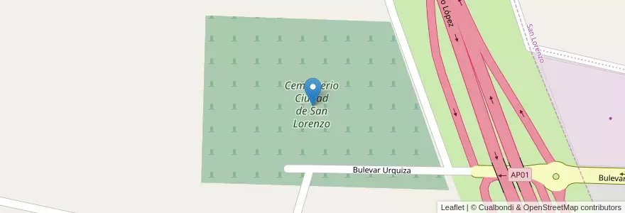 Mapa de ubicacion de Cementerio Ciudad de San Lorenzo en アルゼンチン, サンタフェ州, Departamento San Lorenzo, Municipio De San Lorenzo.