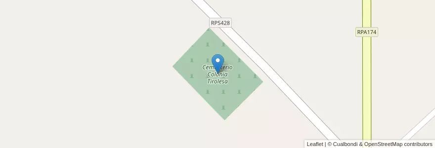 Mapa de ubicacion de Cementerio Colonia Tirolesa en 阿根廷, Córdoba, Departamento Colón, Pedanía Constitución, Municipio De Colonia Tirolesa.
