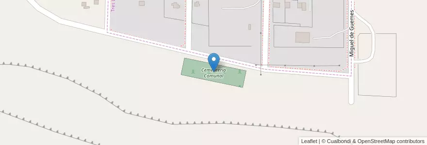 Mapa de ubicacion de Cementerio Comunal en 아르헨티나, 산타크루스주, 칠레, Comisión De Fomento De Tres Lagos, Lago Argentino.