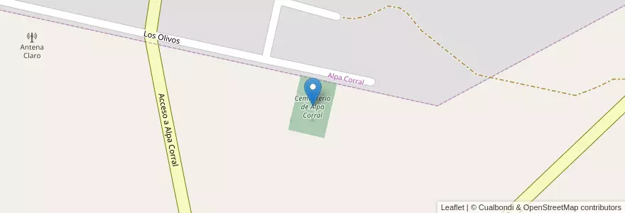 Mapa de ubicacion de Cementerio de Alpa Corral en 阿根廷, Córdoba, Departamento Río Cuarto, Pedanía San Bartolomé, Municipio De Alpa Corral.