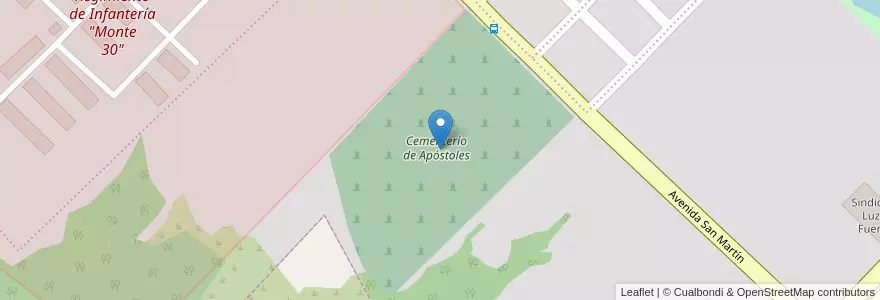 Mapa de ubicacion de Cementerio de Apóstoles en الأرجنتين, Misiones, Departamento Apóstoles, Municipio De Apóstoles, Apóstoles.