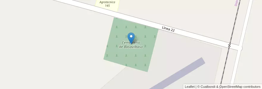 Mapa de ubicacion de Cementerio de Basavilbaso en آرژانتین, استان انتره ریوس, Departamento Uruguay, Basavilbaso, Distrito Moscas.