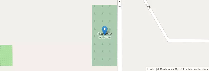 Mapa de ubicacion de Cementerio de Bowen en Argentinien, Mendoza, General Alvear, Distrito Bowen.