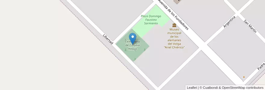 Mapa de ubicacion de Cementerio de Colonia Hinojo en 아르헨티나, 부에노스아이레스주, Partido De Olavarría, Colonia Hinojo.