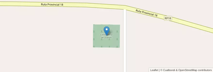 Mapa de ubicacion de Cementerio de Doblas en Arjantin, La Pampa, Municipio De Doblas, Departamento Atreucó.