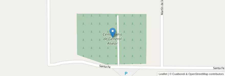 Mapa de ubicacion de Cementerio de General Alvear en アルゼンチン, メンドーサ州, General Alvear, Distrito Ciudad De General Alvear.