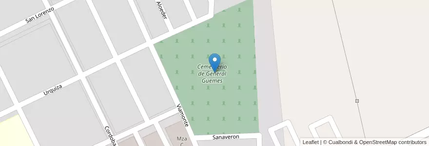 Mapa de ubicacion de Cementerio de General Güemes en Arjantin, Salta, General Güemes, Municipio De General Güemes.