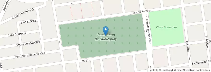 Mapa de ubicacion de Cementerio de Gualeguay en アルゼンチン, エントレ・リオス州, Departamento Gualeguay, Distrito Cuchilla, Gualeguay.