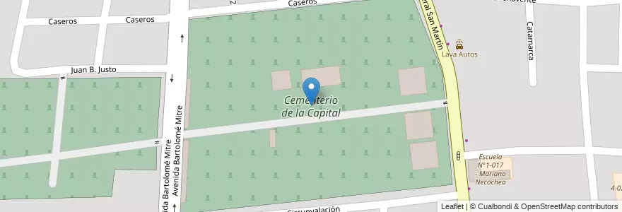 Mapa de ubicacion de Cementerio de la Capital en Argentine, Chili, Mendoza, Departamento Las Heras.