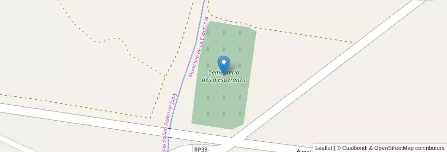 Mapa de ubicacion de Cementerio de La Esperanza en Arjantin, Jujuy, Departamento San Pedro, Municipio De La Esperanza.