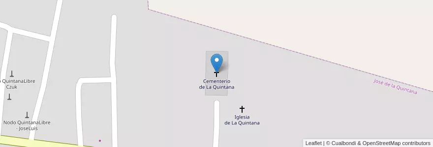 Mapa de ubicacion de Cementerio de La Quintana en Argentina, Córdoba, Departamento Santa María, Pedanía San Isidro, Comuna De Villa San Isidro, José De La Quintana.