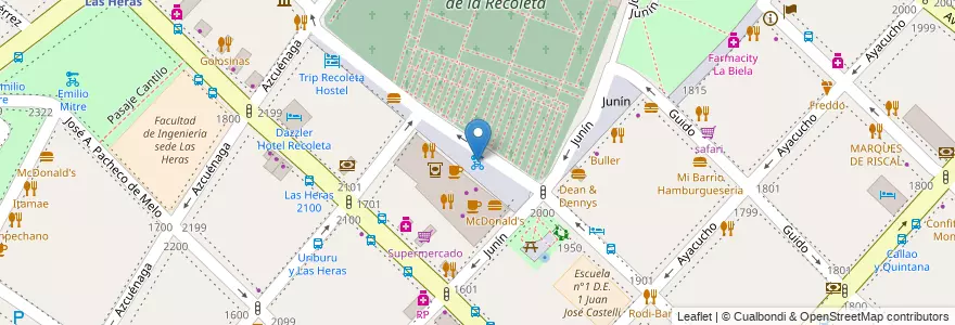 Mapa de ubicacion de Cementerio de la Recoleta, Recoleta en Argentine, Ciudad Autónoma De Buenos Aires, Comuna 2, Buenos Aires.