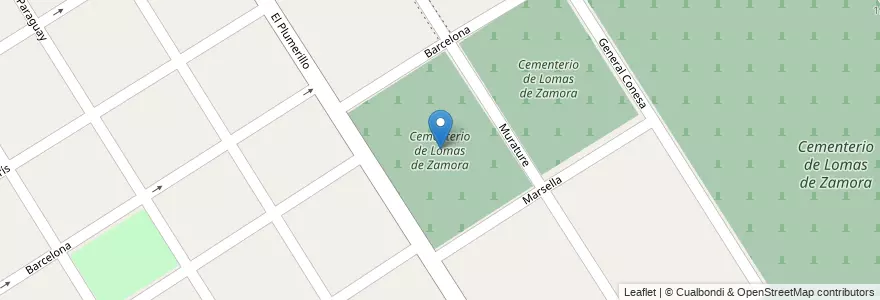 Mapa de ubicacion de Cementerio de Lomas de Zamora en 아르헨티나, 부에노스아이레스주, Partido De Lomas De Zamora, Villa Centenario.
