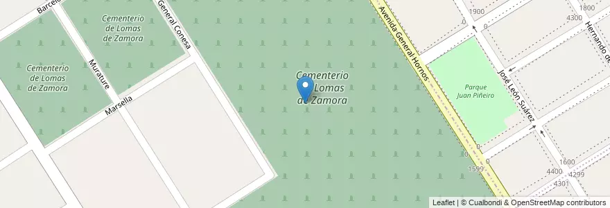 Mapa de ubicacion de Cementerio de Lomas de Zamora en アルゼンチン, ブエノスアイレス州, Partido De Lomas De Zamora, Villa Centenario.