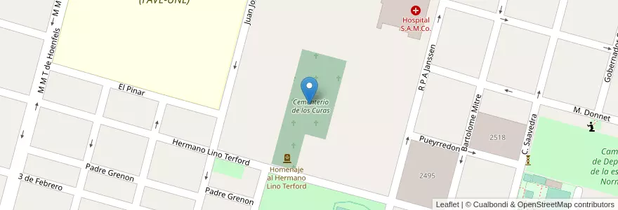 Mapa de ubicacion de Cementerio de los Curas en アルゼンチン, サンタフェ州, Departamento Las Colonias, Municipio De Esperanza, Esperanza.
