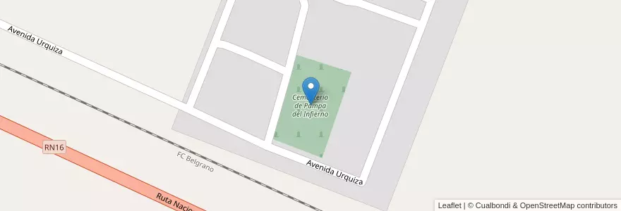 Mapa de ubicacion de Cementerio de Pampa del Infierno en Argentine, Chaco, Almirante Brown, Municipio De Pampa Del Infierno, Pampa Del Infierno.