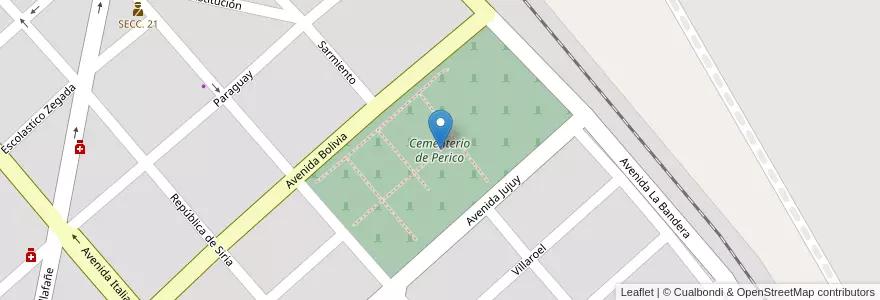Mapa de ubicacion de Cementerio de Perico en アルゼンチン, フフイ州, Departamento El Carmen, Municipio De Perico, Perico.