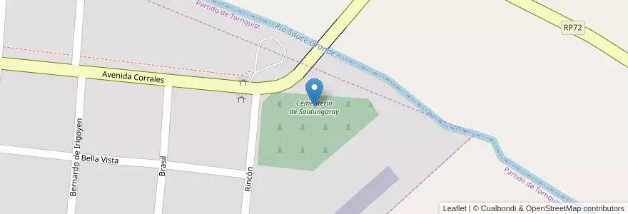 Mapa de ubicacion de Cementerio de Saldungaray en Arjantin, Buenos Aires, Partido De Coronel Pringles, Saldungaray.