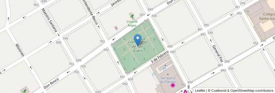 Mapa de ubicacion de Cementerio de San Isidro en 아르헨티나, 부에노스아이레스주, Partido De San Isidro, San Isidro.