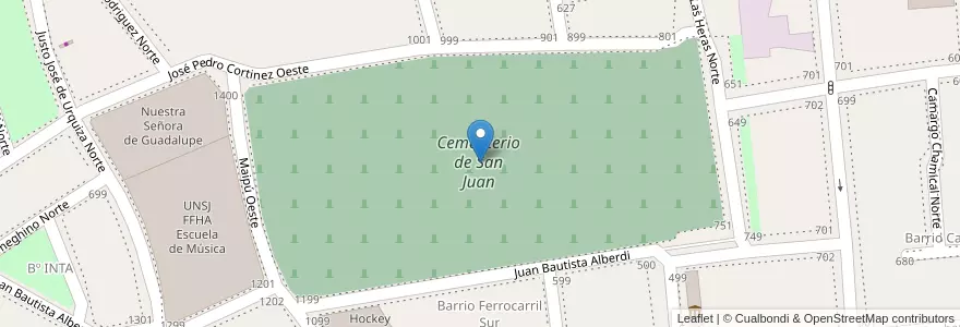 Mapa de ubicacion de Cementerio de San Juan en Argentina, San Juan, Chile, Capital.