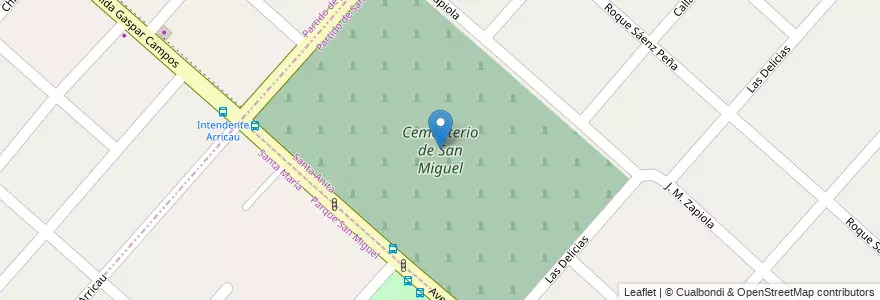 Mapa de ubicacion de Cementerio de San Miguel en Arjantin, Buenos Aires, Partido De San Miguel, San Miguel.