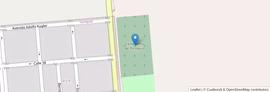 Mapa de ubicacion de Cementerio de Tornquist en 아르헨티나, 부에노스아이레스주, Partido De Tornquist.