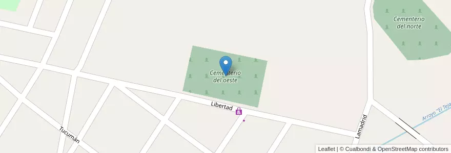 Mapa de ubicacion de Cementerio del oeste en الأرجنتين, Tucumán, Departamento Monteros, Municipio De Monteros, Monteros.