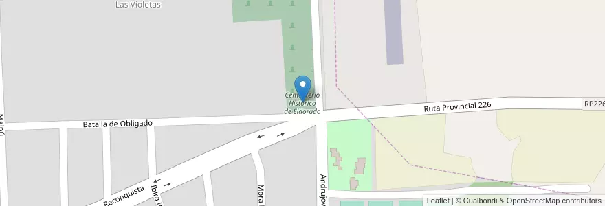 Mapa de ubicacion de Cementerio Historico de Eldorado en アルゼンチン, ミシオネス州, Departamento Eldorado, Municipio De Eldorado, Eldorado.