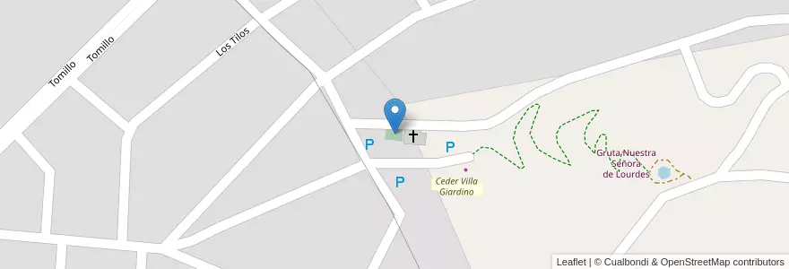 Mapa de ubicacion de Cementerio Iglesia en Argentina, Córdoba, Departamento Punilla, Pedanía San Antonio, Municipio De Villa Giardino, Villa Giardino.