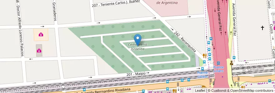 Mapa de ubicacion de Cementerio Israelita en Argentine, Province De Buenos Aires, Partido De Tres De Febrero, Ciudadela.
