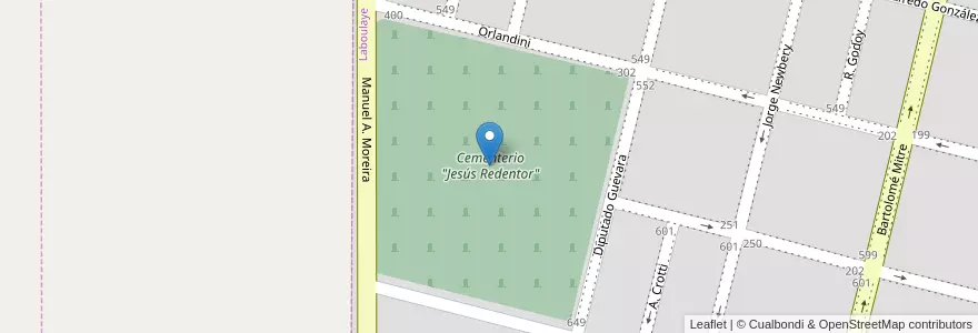 Mapa de ubicacion de Cementerio "Jesús Redentor" en Аргентина, Кордова, Departamento Presidente Roque Sáenz Peña, Pedanía La Amarga, Municipio De Laboulaye, Laboulaye.
