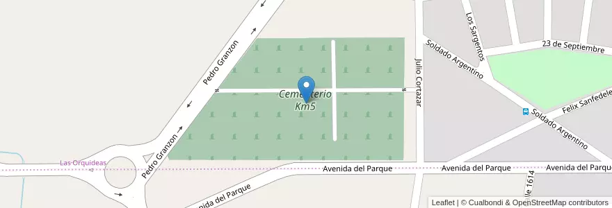 Mapa de ubicacion de Cementerio Km5 en 아르헨티나, Chubut, Departamento Escalante, Comodoro Rivadavia.