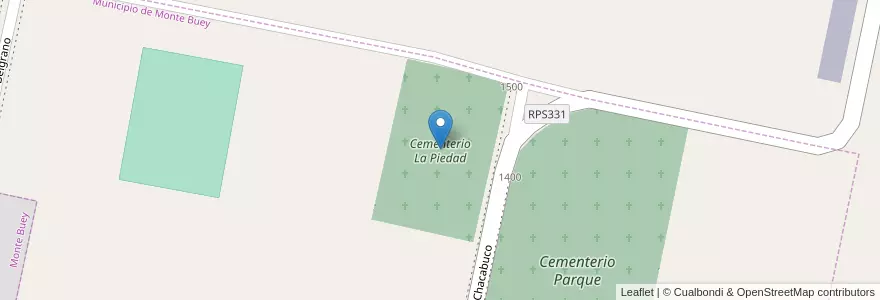 Mapa de ubicacion de Cementerio La Piedad en Argentina, Córdova, Departamento Marcos Juárez, Pedanía Saladillo.