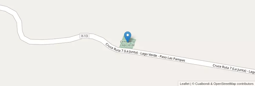 Mapa de ubicacion de Cementerio Lago Verde en アイセン・デル・ヘネラル・カルロス・イバニェス・デル・カンポ州.