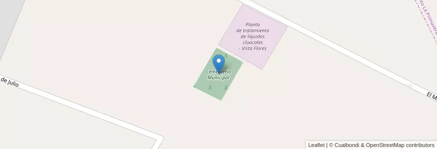 Mapa de ubicacion de Cementerio Municipal en Argentine, Chili, Mendoza, Departamento Tunuyán, Distrito La Primavera, Distrito Vista Flores.