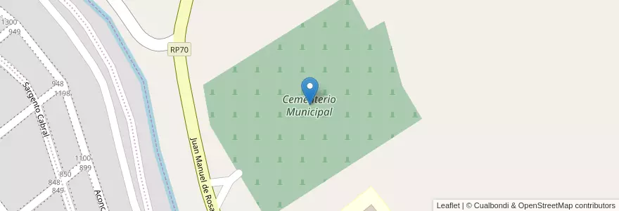Mapa de ubicacion de Cementerio Municipal en 아르헨티나, 칠레, 리오네그로주, Municipio De Cinco Saltos, Departamento General Roca.
