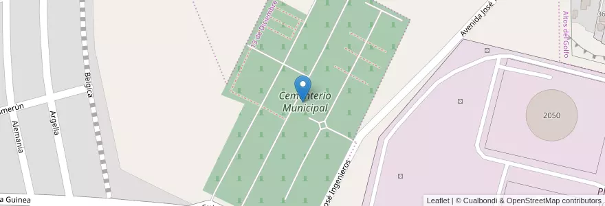Mapa de ubicacion de Cementerio Municipal en Argentina, Wilayah Santa Cruz, Chile, Mirador, Deseado, Caleta Olivia.