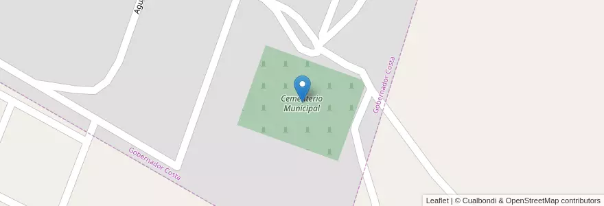 Mapa de ubicacion de Cementerio Municipal en Arjantin, Şili, Chubut, Departamento Tehuelches, Gobernador Costa.