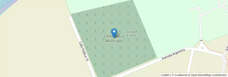 Mapa de ubicacion de Cementerio Municipal en Argentina, Santa Fe, Departamento San Lorenzo, Municipio De Correa, Carcarañá.