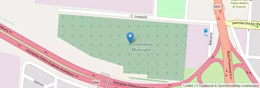 Mapa de ubicacion de Cementerio Municipal en Argentina, Buenos Aires, Partido De Campana.