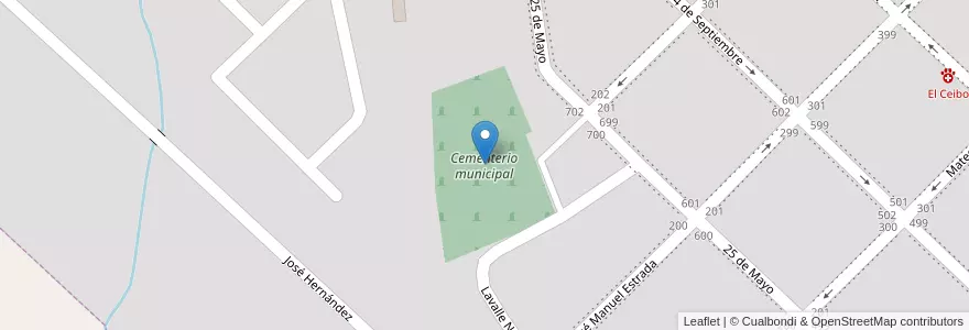 Mapa de ubicacion de Cementerio municipal en Arjantin, Buenos Aires, Partido De Exaltación De La Cruz.