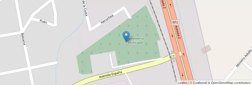 Mapa de ubicacion de Cementerio Municipal en 阿根廷, 布宜诺斯艾利斯省, Partido De Chascomús, Chascomús.